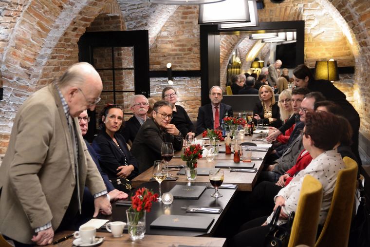Stanisław Ciosek i Andrzej Celiński podczas spotkania w klubie Rotary Warszawa-Belweder